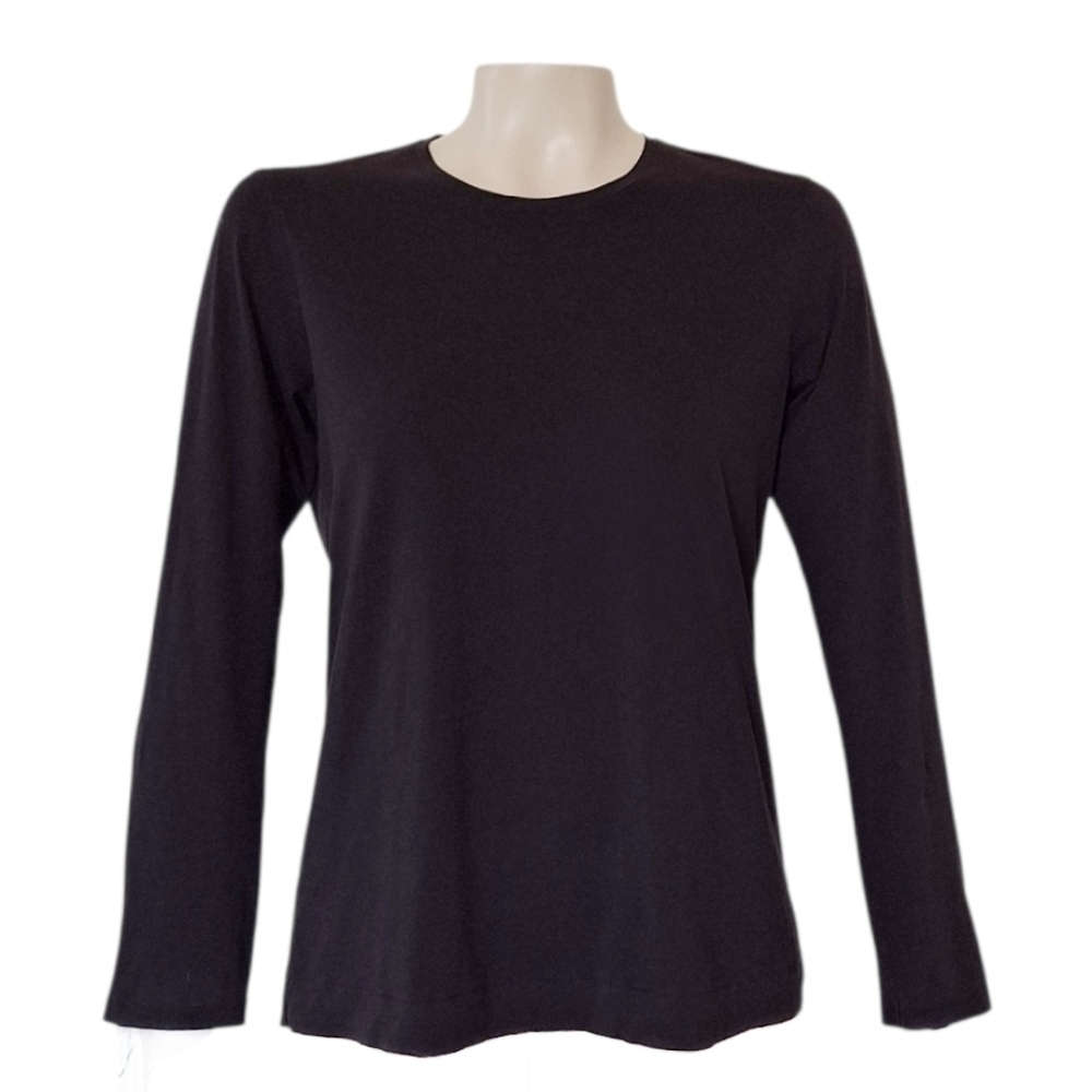 Cuyana Black Pima Cotton Top Long Sleeve Soft Minimal Classic Peru S